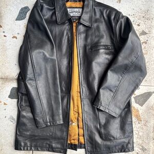 Pelle Studio Black Leather Trench Coat for Men